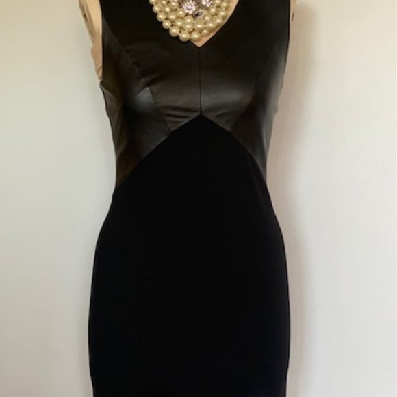 CLUB MONACO V NECK LEATHER TOP DRESS - Picture 2 of 8